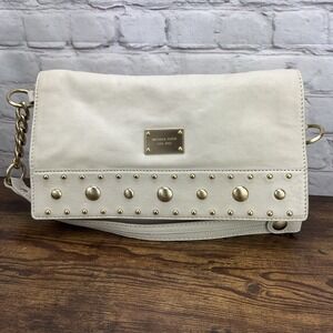 Vintage Michael Kors White Leather Gold Studded Handbag